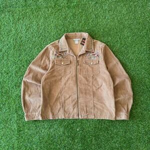 Vintage Womens Cordorouy Flower Zip Up Jacket M